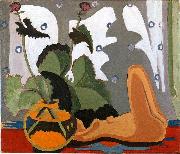 Stil-life with sculpture in front of a window Ernst Ludwig Kirchner